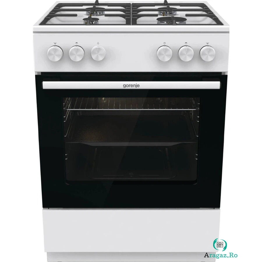 Gorenje Aragaz pe gaz Gorenje GG6A10WFFM, 4 arzatoare, cuptor, 72 L, aprindere electrica , 60 cm, Alb