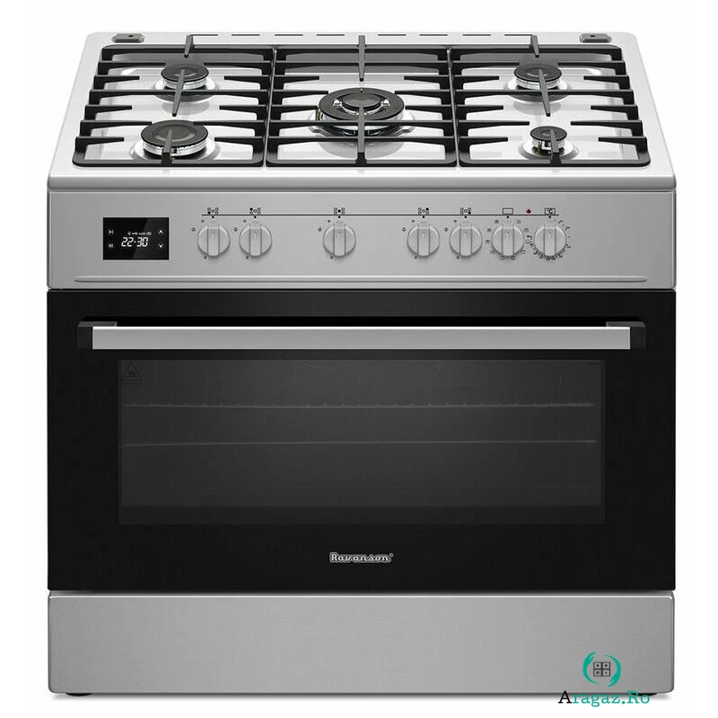 Ravanson Aragaz mixt modern Ravanson KWGE-K90A Cheff, Plita cu gaz si cuptor electric, Argintiu