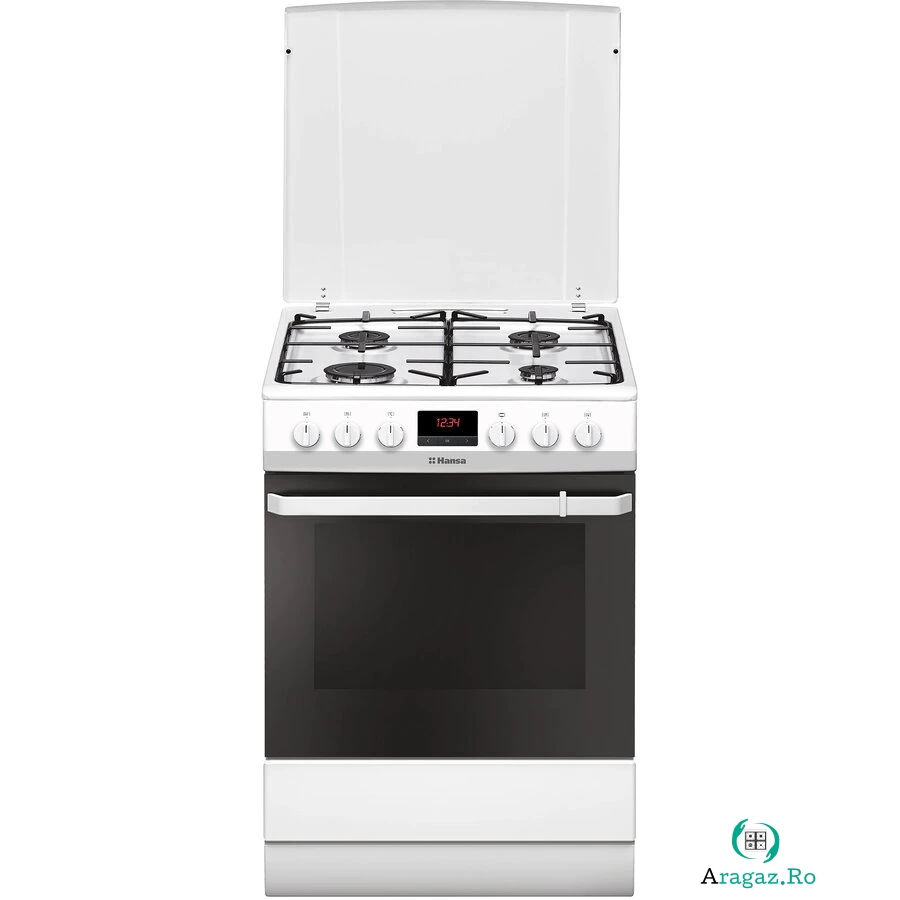 hansa Aragaz Hansa FCMW68299, 4 arzatoare, Mixt, Grill, Clasa A, 60 cm, Alb