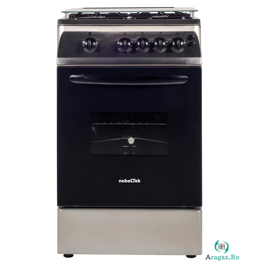 Aragaz NobelTek NLT 5603IX/G1, Gaz, Grill, Rotisor, Aprindere electrica, Iluminare cuptor, 50 x 60 cm, Silver la 1,167.99 lei ron