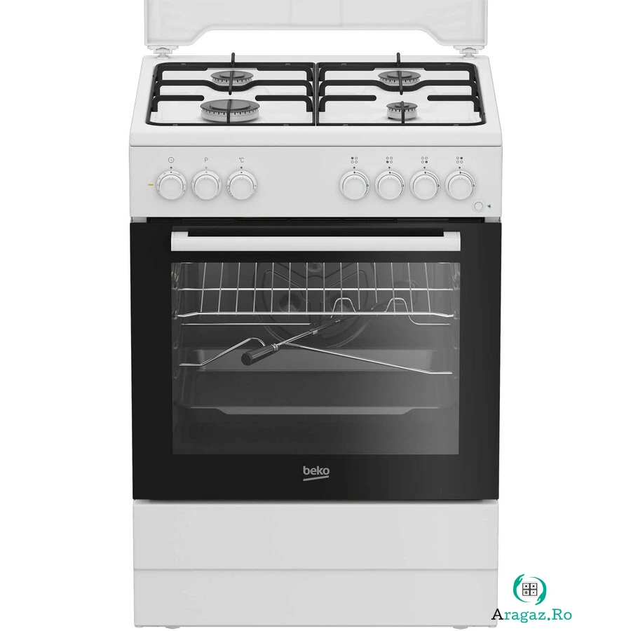 Aragaz Mixt FBST62110DW 4 Arzatoare pe Gaz Aprindere Electrica Cuptor Electric 73L Grill Rotisor Iluminare Cuptor Timer Mecanic Clasa A Alb la 1,465.00 lei ron