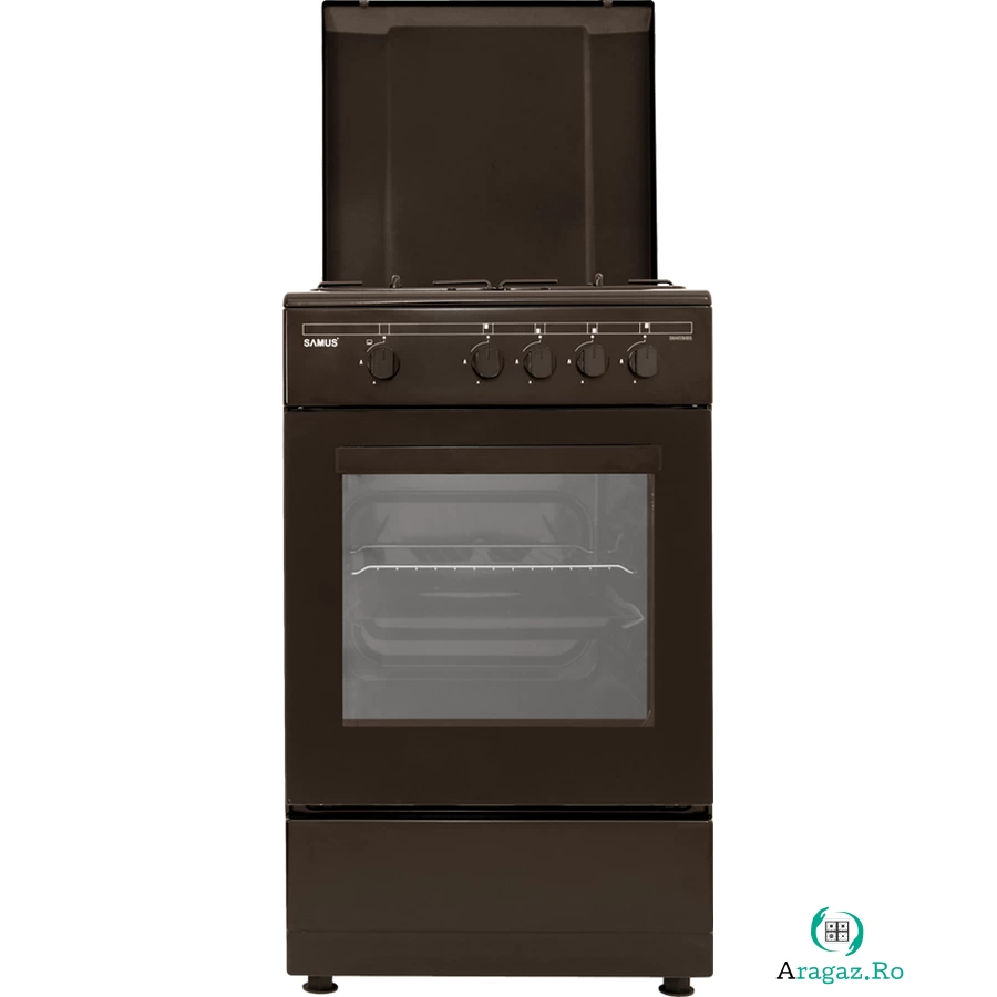 Aragaz pe Gaz SM450MBS Geam dublu la cuptor 4 Arzatoare Maro la 740.00 lei ron