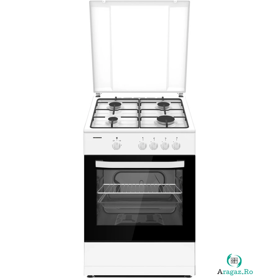 HEINNER Aragaz Heinner HFSC-SME66IWH, 60x60cm, gaz, 4 arzatoare, aprindere electrica, Alb la 1,164.99 lei ron