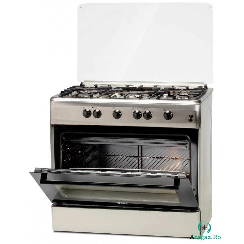Aragaz 6090 GRAI IX RMV LPG Gaz 5 Arzatoare Aprindere Electrica Grill Rotisor 90cm Inox