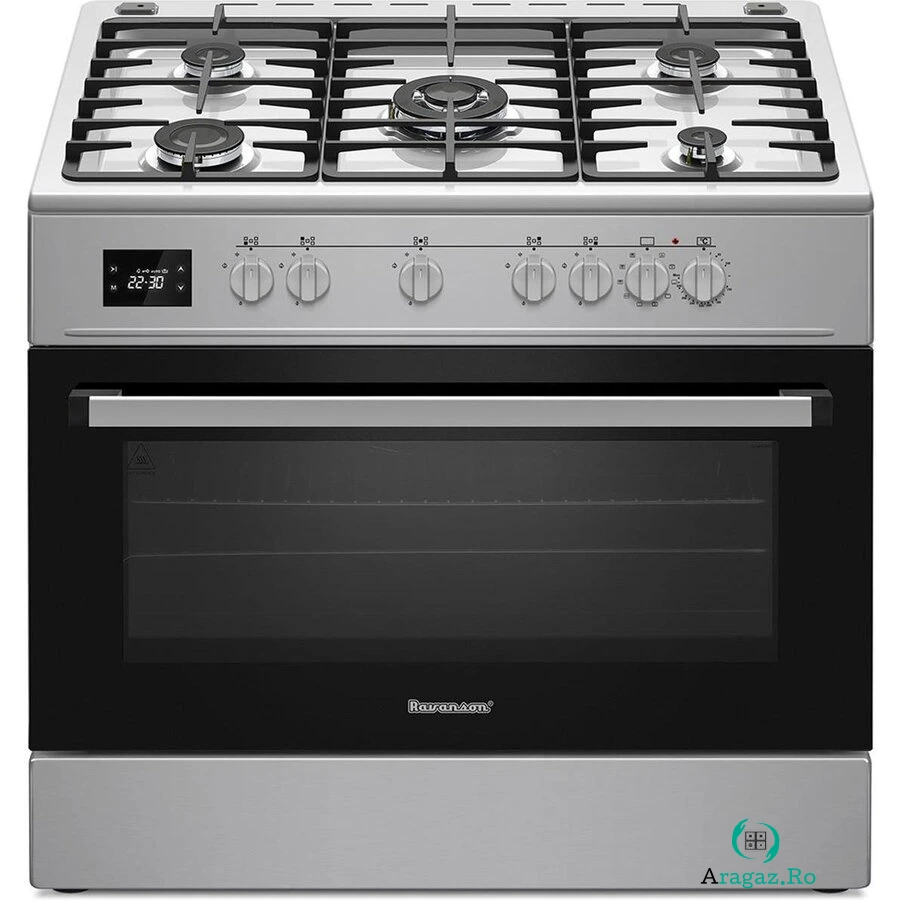 Ravanson Aragaz Ravanson KWGE-K90A Cheff , plita 5 arzatoare gaz, cuptor electric, 110 L, Clasa a, Inox