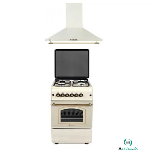 Pachet Aragaz 4 Arzatoare + Hota Onda Beige