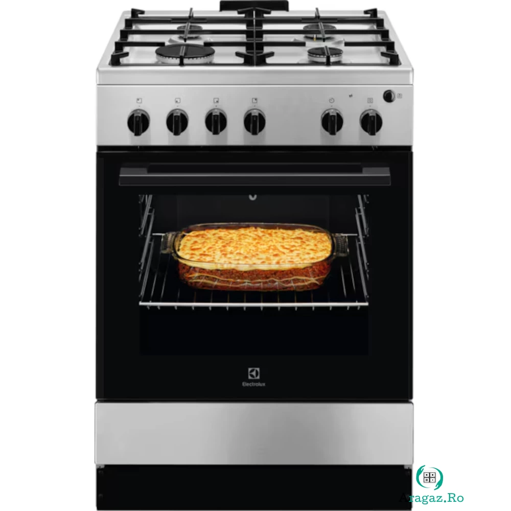 Aragaz pe gaz Electrolux LKG604013X, 4 arzatoare, Inox antiamprenta, 50°C - 250°C, Clasa A