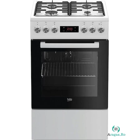 Beko Aragaz mixt Beko FSE52320DWD, 4 zone de gatit, aprindere la buton, 55 l, Alb