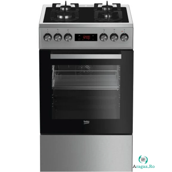Beko Aragaz mixt Beko FSMT55330DXDS, 4 arzatoare, 8 functii, 60 L, Inox